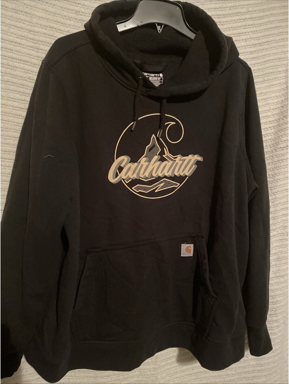Carhartt Mens XXL 20 Relaxed Fit Black Pullover Graphic Hoodie (Fits Like An XL)